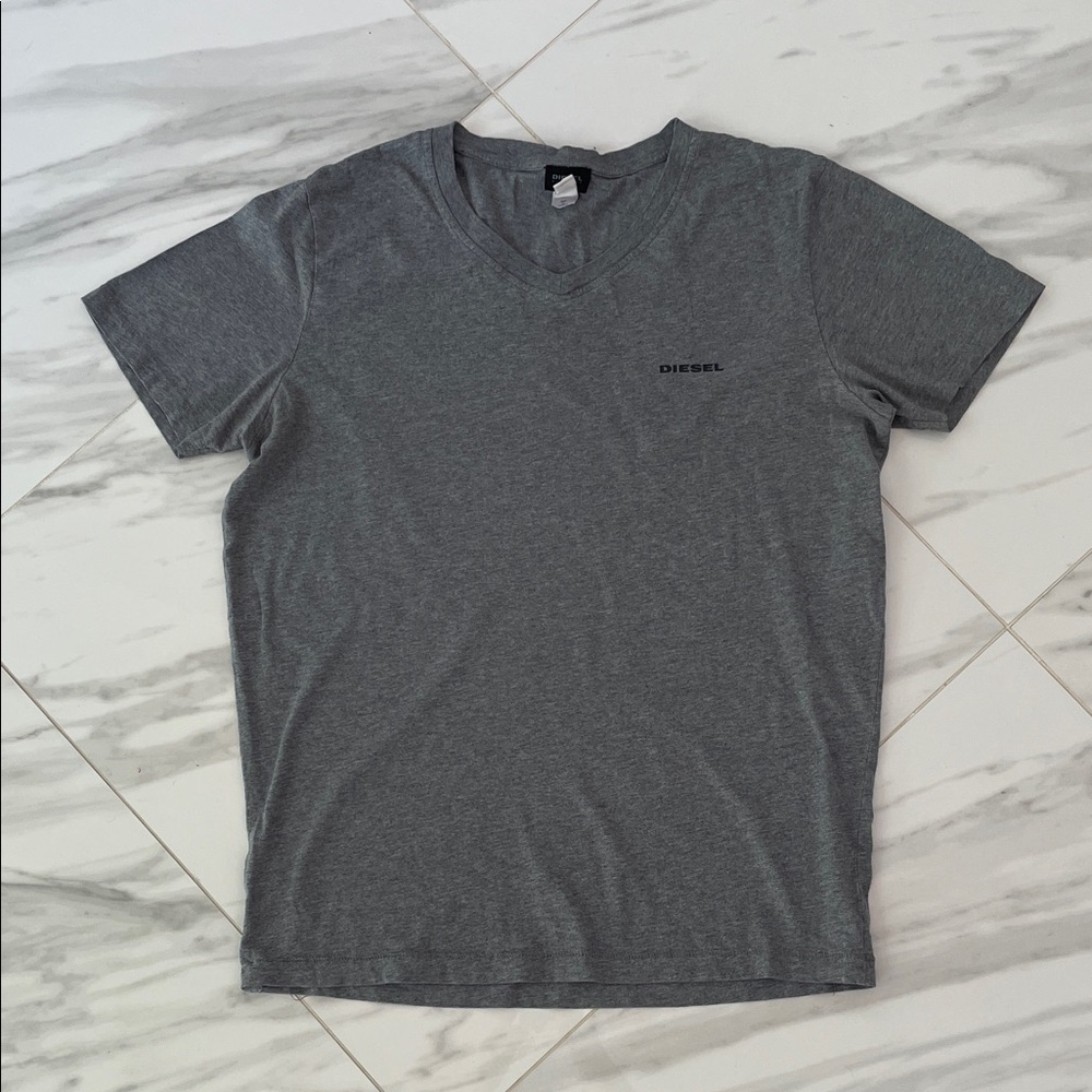 Diesel Men's Charcoal Short Sleeve V-neck T-shirt